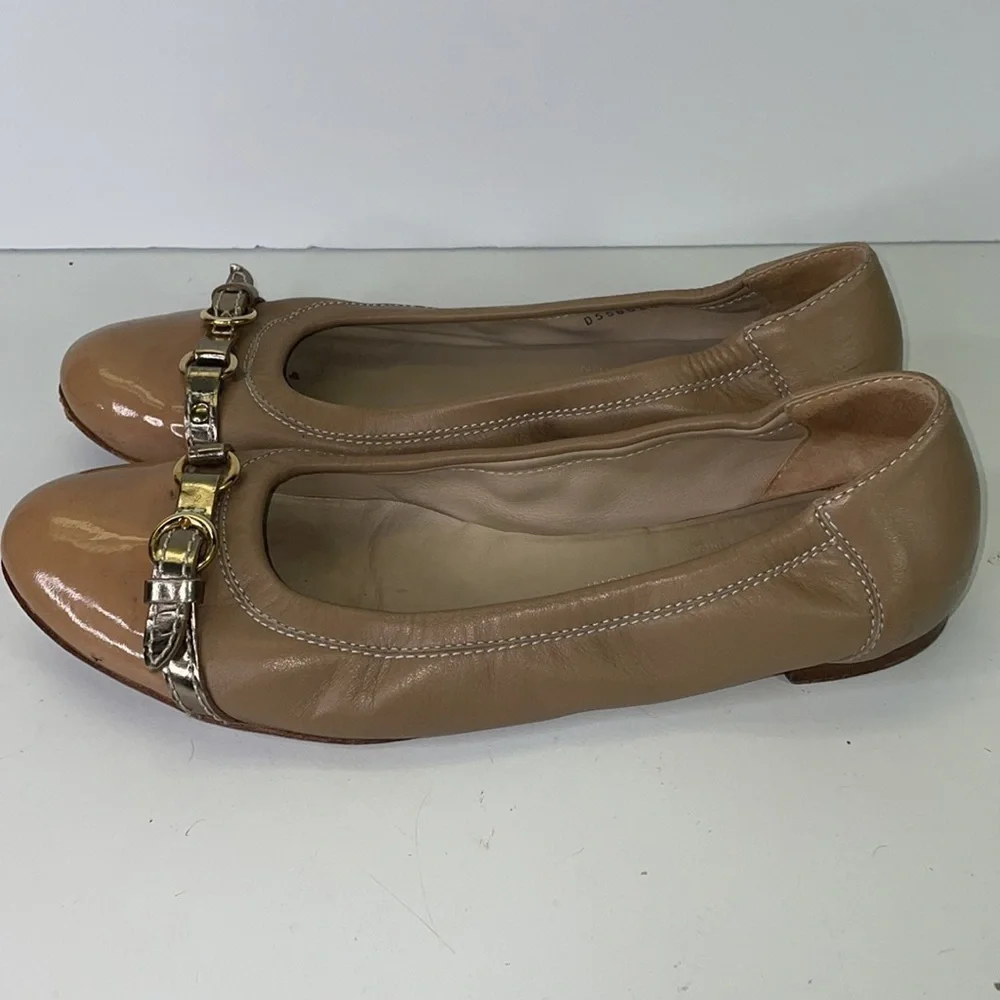 AGL 39 1/2 Tan, ballet flats with buckle